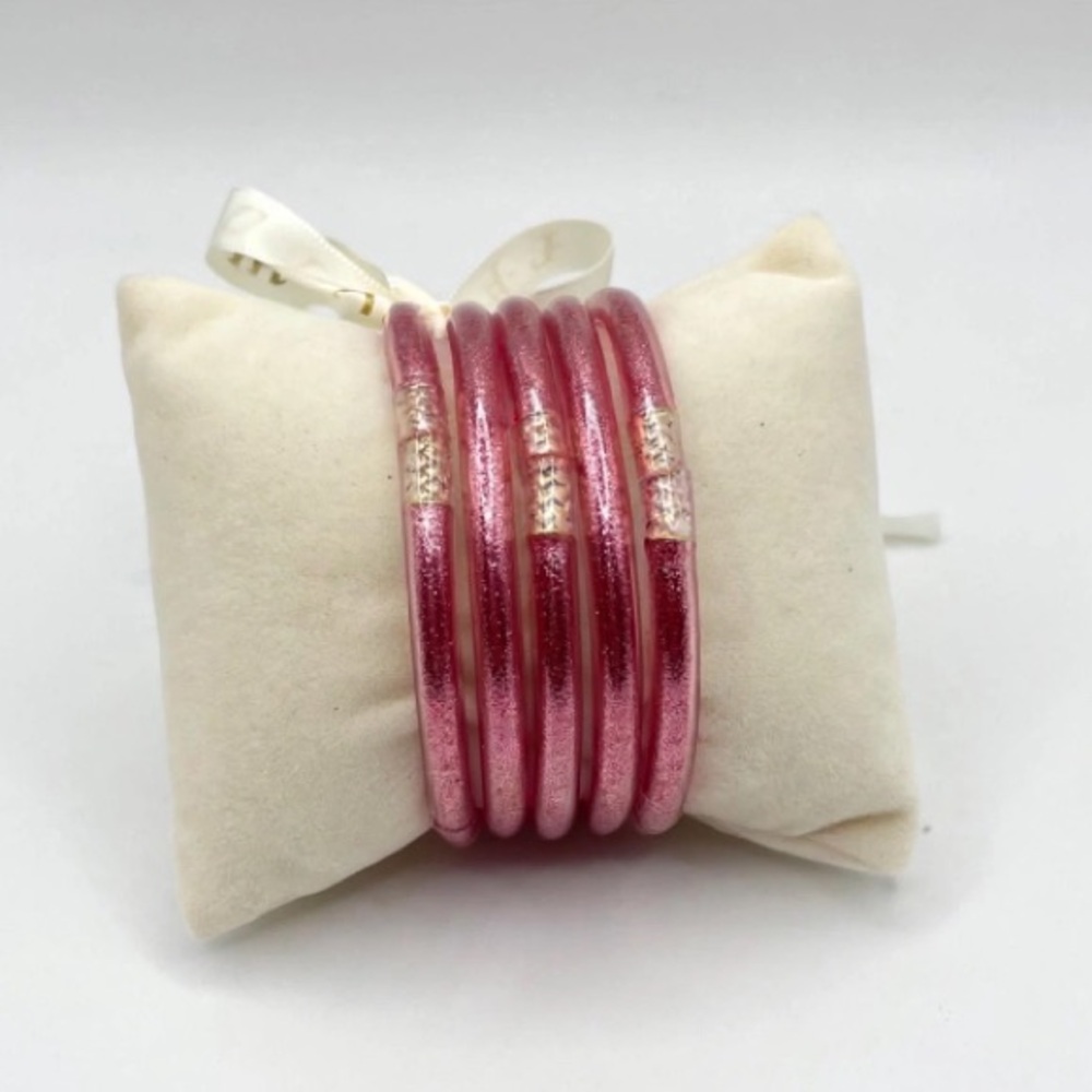 💥🆕💥PLUNDER “4” Rose Gold Glitter Jelly Stackable Bangle Set